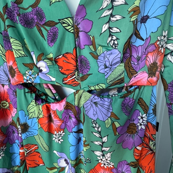 AFRM Dresses & Skirts - AFRM Revolve Floral Cutout Dress in Green and Multicolor